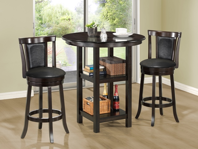I 1288 Black - Cappuccino Wood 39 in. Swivel Counter Stool - 2Pcs -  Monarch Specialties