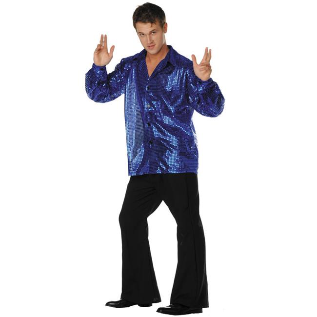 RG Costumes 85177-BL Plus Size Disco Inferno 70s Sequin Costume - Blue