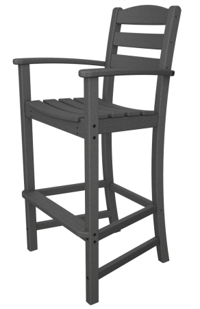 POLYWOOD TD202GY La Casa Caf? Bar Arm Chair, Slate Grey