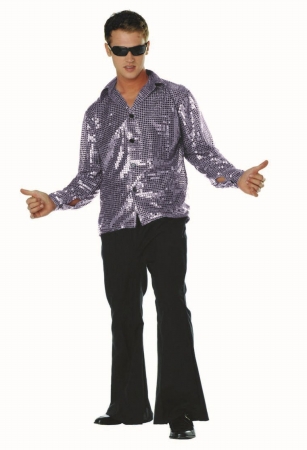 Picture of RG Costumes 80175-SV-L Disco Inferno 70s Sequin Costume - Silver