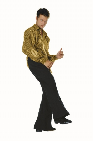 Picture of RG Costumes 80176-GD-M Medium Disci Inferno 70s Sequin Costume - Gold