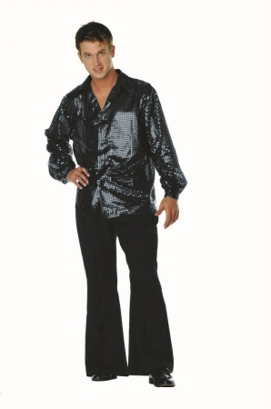 Picture of RG Costumes 80177-BK-L Large Disco Inferno 70s Sequin Costume - Black