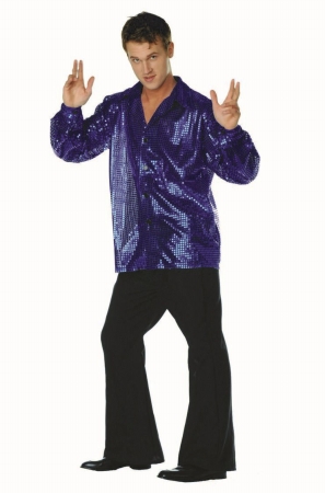 Picture of RG Costumes 80177-BL-M Medium Disco Inferno 70s Sequin Costume - Blue