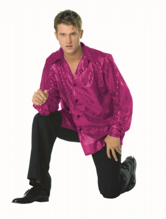 Picture of RG Costumes 80177-F-L Large Disco Inferno 70s Sequin Costume - Fuschia
