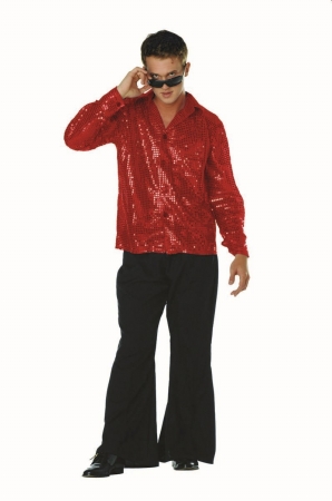 Picture of RG Costumes 80177-R-S Small Disco Inferno 70s Sequin Costume - Red