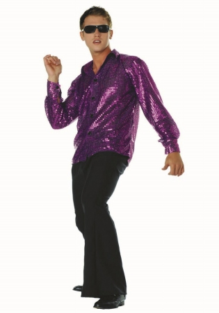 Picture of RG Costumes 80178-V-L Large Disco Infeno 70s Sequin Shirt Costume