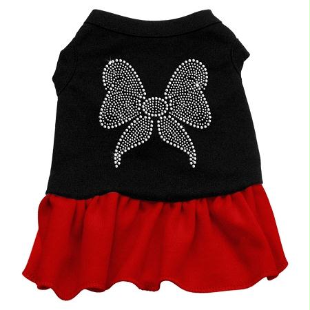 Picture of Mirage Pet Products 57-09 XXLBKRD Rhinestone Bow Dresses Black with Red XXL - 18