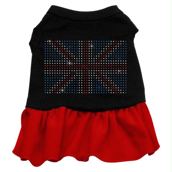 Picture of Mirage Pet Products 57-10 MDBKRD Rhinestone British Flag Dress  Black with Red Med - 12