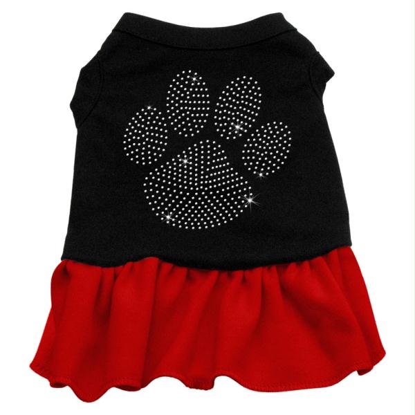 Picture of Mirage Pet Products 57-12 MDBKRD Rhinestone Clear Paw Dress Black with Red Med - 12