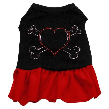 Picture of Mirage Pet Products 57-15 LGBKRD Rhinestone Heart and crossbones Dress Black with Red Lg - 14
