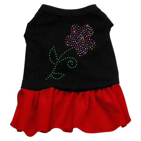 Picture of Mirage Pet Products 57-16 MDBKRD Rhinestone Mulit Flower Dress Black with Red Med - 12