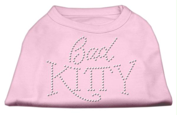 Mirage Pet Products 20-Inch Bad Kitty Rhinestud Print Shirt for Pets, 3X-Large, Light Pink