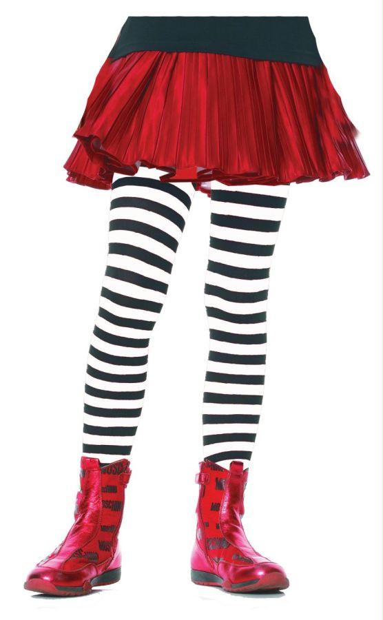 Picture of Costumes For All Occasions Ua4710Bwtmd Tights Child Striped Bk/Wt 4-6