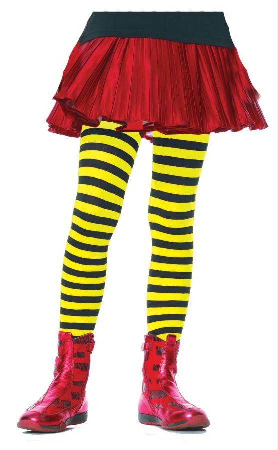 Picture of Costumes For All Occasions Ua4710Bywmd Tights Child Striped Bk/Yw 4-6