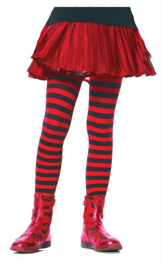 Picture of Costumes For All Occasions Ua4710Brdmd Tights Child Striped Bk/Rd 4-6