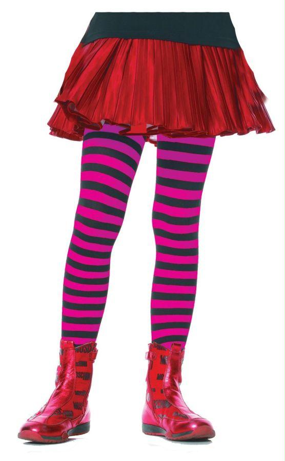 Picture of Costumes For All Occasions Ua4710Bprmd Tights Child Striped Bk/Pr 4-6