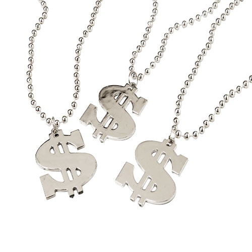 Picture of US Toy Company JA598 Dollar Sign Necklaces - Pack of 12