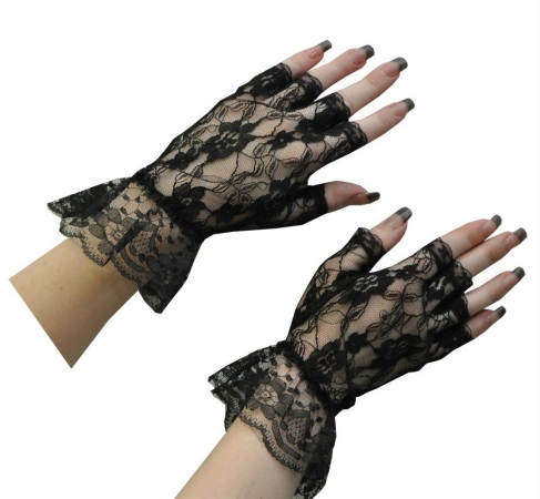 Picture of Costumes For All Occasions Ba14 Gloves Black Fingerless 1 Sz