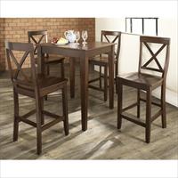 Crosley Furniture  5 Piece Pub Dining Set with Tapered Leg and X-Back Stools in Vintage Mahogany Finish -  BetterBeds, BE741796