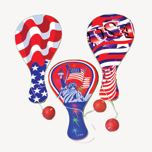 Picture of US Toy Company 1408 Patriotic Paddle Balls - Pack of 12
