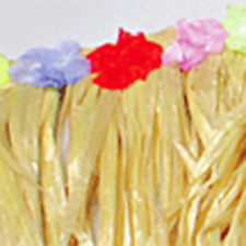 Table Skirt with Flowers-Natural