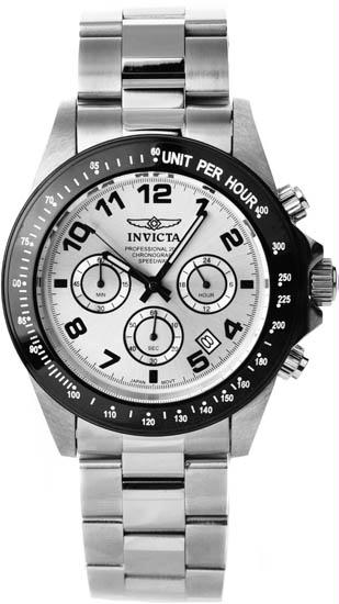 10702 Mens Stainless Steel Speedway Quartz Chronograph Silver Dial Watch
