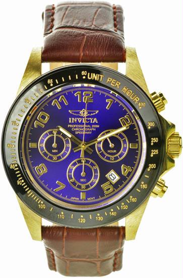 Picture of Invicta 10710 Mens Stainless Steel Case Speedway Quartz Chronograph Purple Dial Brown Leather Watch