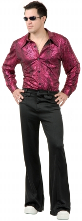 Picture of Charades Costumes 180340 Disco Shirt - Liquid Red & Black Adult Costume - Red - Medium