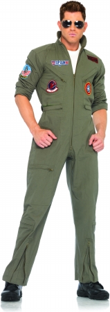 Top Gun Mens Flight Suit Adult Costume - Green - Small-Medium