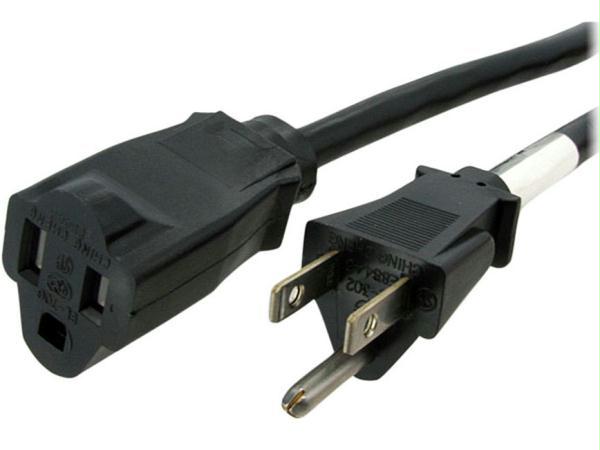 SJT Extension Cord, 18 AWG, Indoor, 18/3, 1 Outlets, 5-15R, Black, PVC, 5-15P, 25 ft