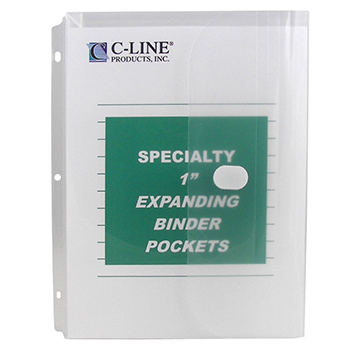 Picture of C-Line Products Inc CLI33747 Binder Pocket Cloth Tie Closure 10Pk Specialty Binderpocket Clear