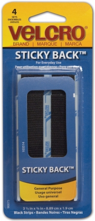 Picture of Hook Eye Adhesive Brand Fasteners 90075 Hook Eye Adhesive-R brand STICKY BACK-R Tape 3-4 in. x 3-1-2 in. 6-Pkg-Black Pack of 6