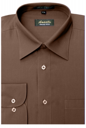 Picture of Amanti CL1001-19x34-35 Amanti Mens Wrinkle Free Solid Brown Dress Shirt - Brown-19 x 34-35