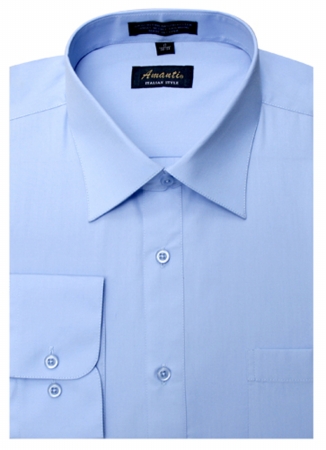 CL1007-15x34-35 Mens Wrinkle Free Baby Blue Dress Shirt - Baby Blue-15 x 34-35