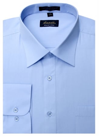 CL1007-16x36-37 Mens Wrinkle Free Baby Blue Dress Shirt - Baby Blue-16 x 36-37
