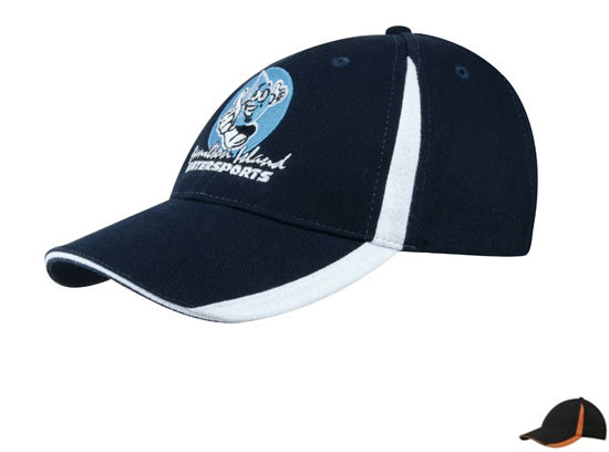 4014BL-OR Brushed Heavy Cotton Cap with Inserts On The Visor and Crown - Black-Orage