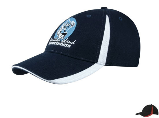 4014BL-RE Brushed Heavy Cotton Cap with Inserts On The Visor and Crown - Black-Red