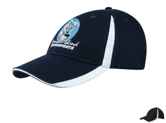 4014BL-WH Brushed Heavy Cotton Cap with Inserts On The Visor and Crown - Black-White