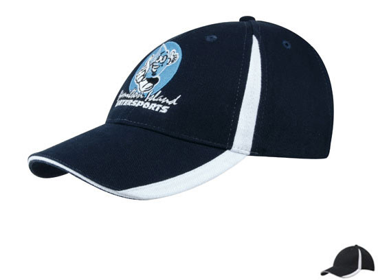 4014NA-WH Brushed Heavy Cotton Cap with Inserts On The Visor and Crown - Navy-White
