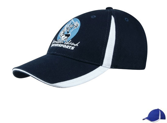 4014RO-WH Brushed Heavy Cotton Cap with Inserts On The Visor and Crown - Royal-White