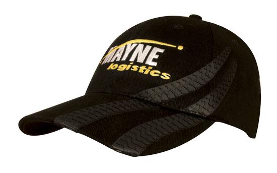4015BL Brushed Heavy Cotton Cap with Tyre Tracks - Black