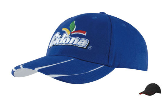 4018BL-RE Brushed Heavy Cotton Cap with Laminated Two-Tone Peak - Black-Red