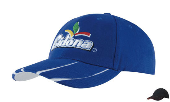 4018NA-RE Brushed Heavy Cotton Cap with Laminated Two-Tone Peak - Navy-Red