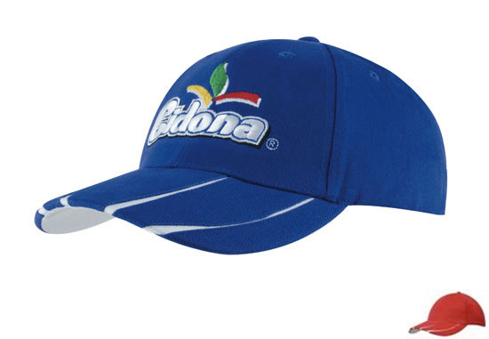 4018RE-WH Brushed Heavy Cotton Cap with Laminated Two-Tone Peak - Red-White