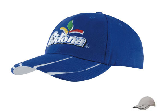 4018ST-NA Brushed Heavy Cotton Cap with Laminated Two-Tone Peak - Stone-Navy