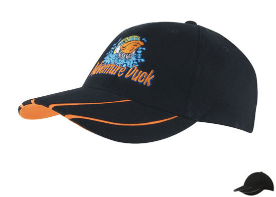 4019BL-SI Brushed Heavy Cotton Cap with Hi-Vis Laminated Two-Tone Peak - Black-Silver