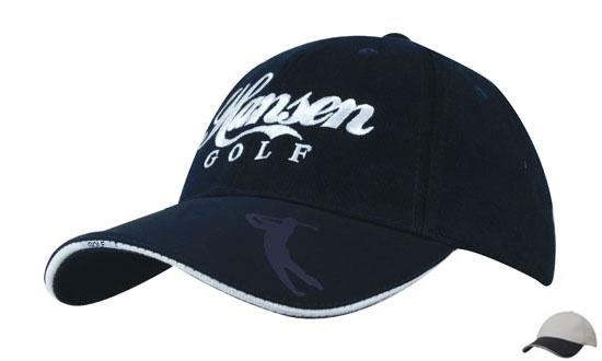 4022ST-NA Brushed Heavy Cotton Cap with Embossed Pu Peak - Stone-Navy