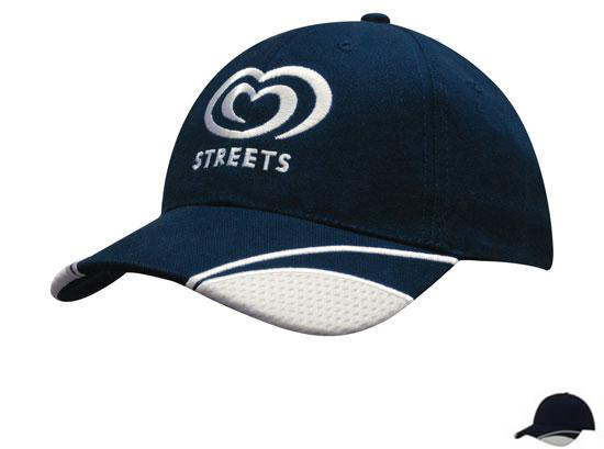 4058NA-WH Brushed Heavy Cotton Cap with Mesh Inserts on Peak - Navy-White