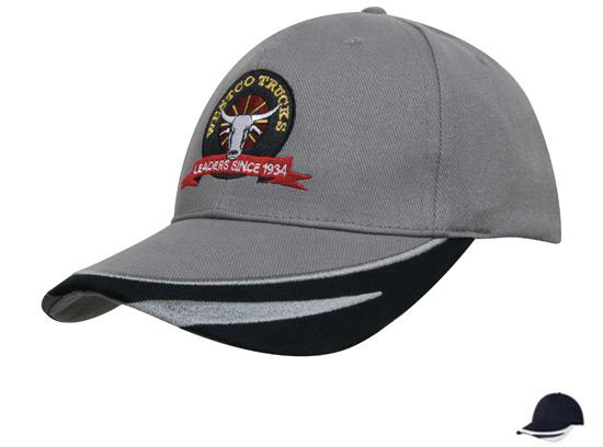 4072NA-WH Brushed Heavy Cotton Cap with Peak Trim Embroidered - Navy-White