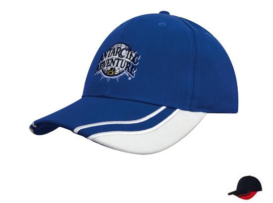 4073NA-RE Brushed Heavy Cotton Cap with Curved Peak Inserts - Navy-Red